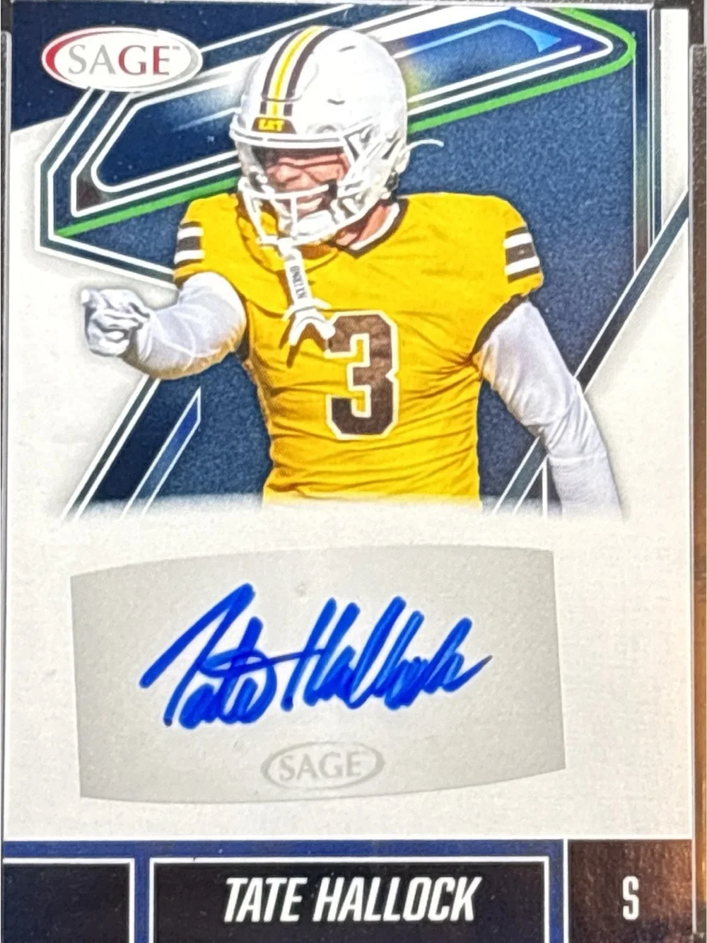 Sage Autograph Football Trading Card - Tate Halllock